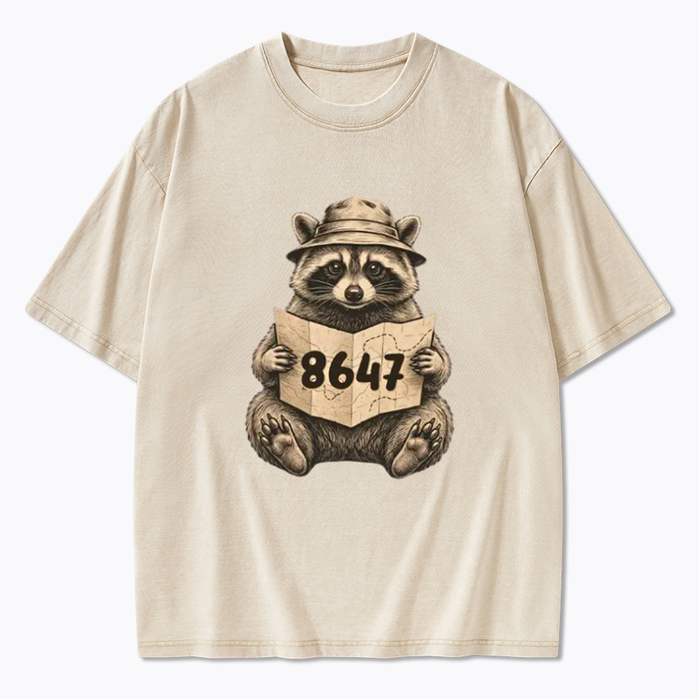 Finding the Truth Raccoon Map Washed T-Shirt