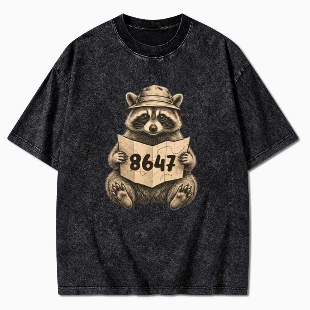 Finding the Truth Raccoon Map Washed T-Shirt