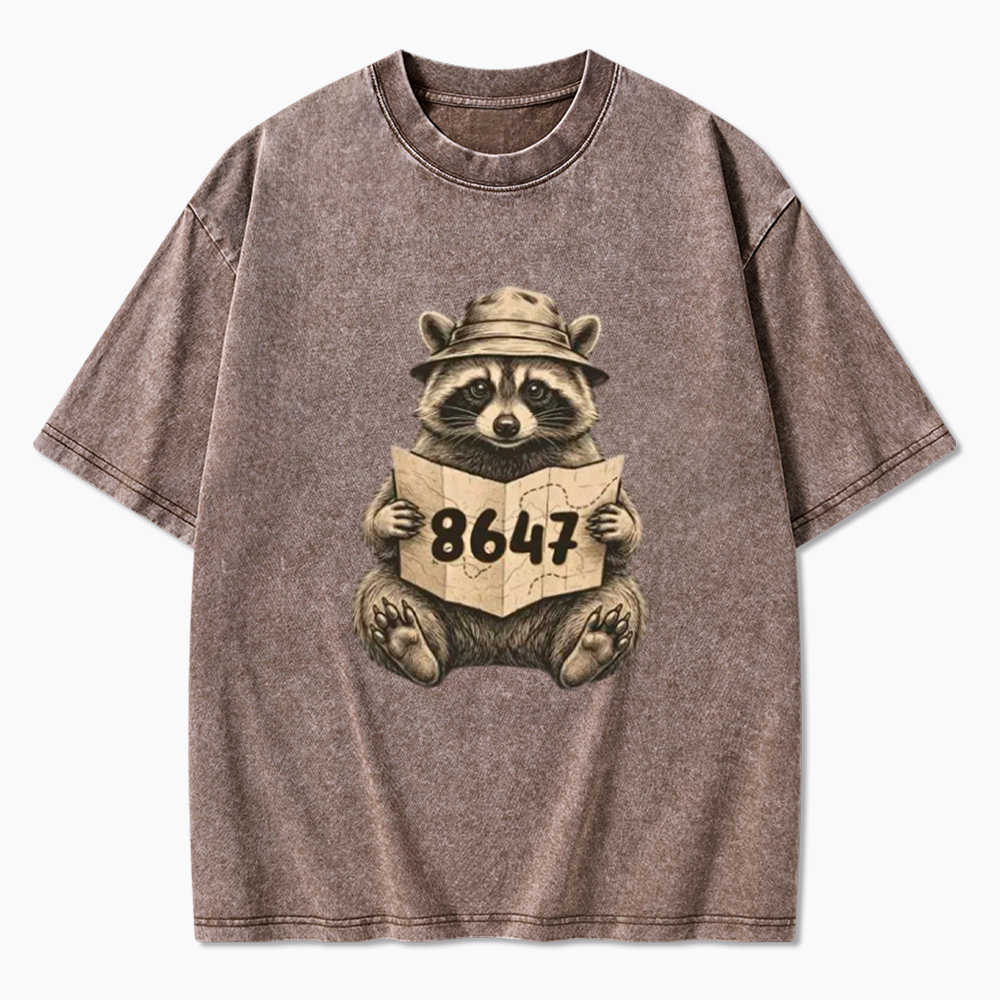 Finding the Truth Raccoon Map Washed T-Shirt