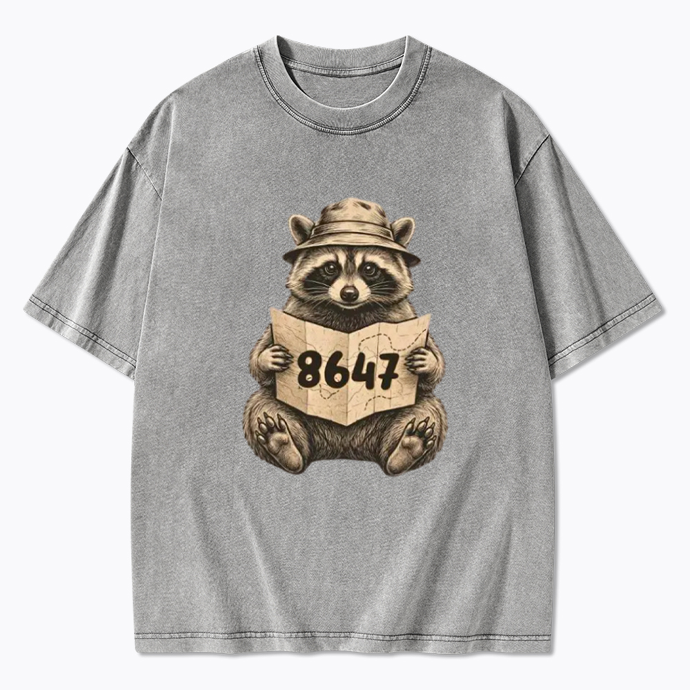 Finding the Truth Raccoon Map Washed T-Shirt