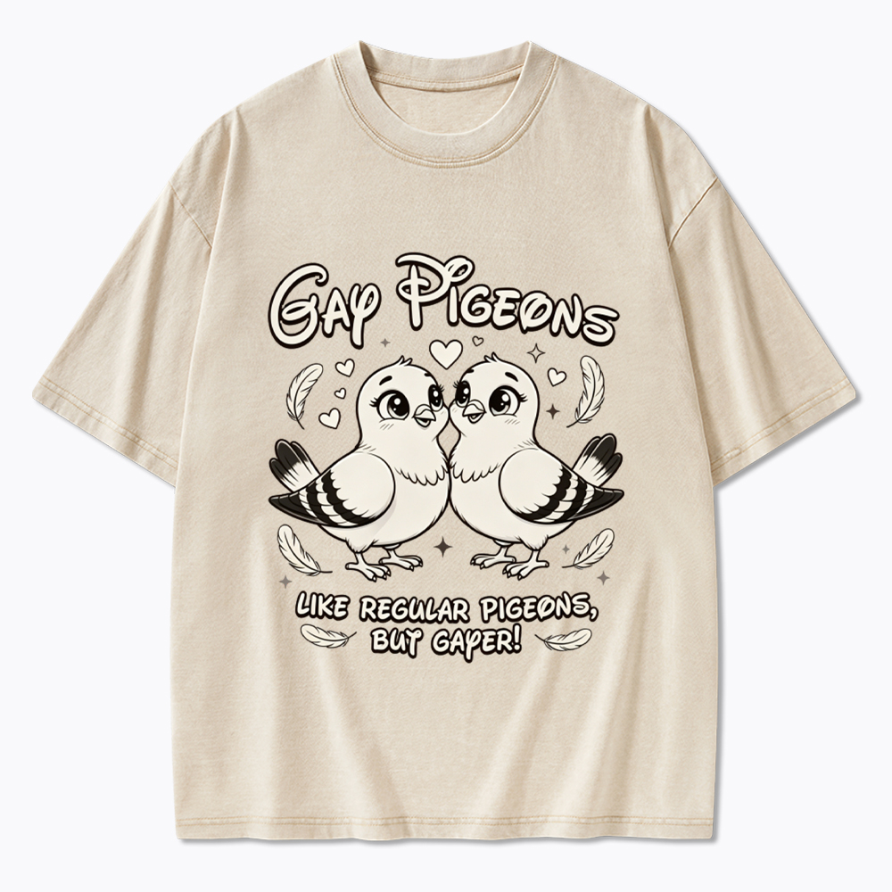 Gay Pigeons Washed T-Shirt