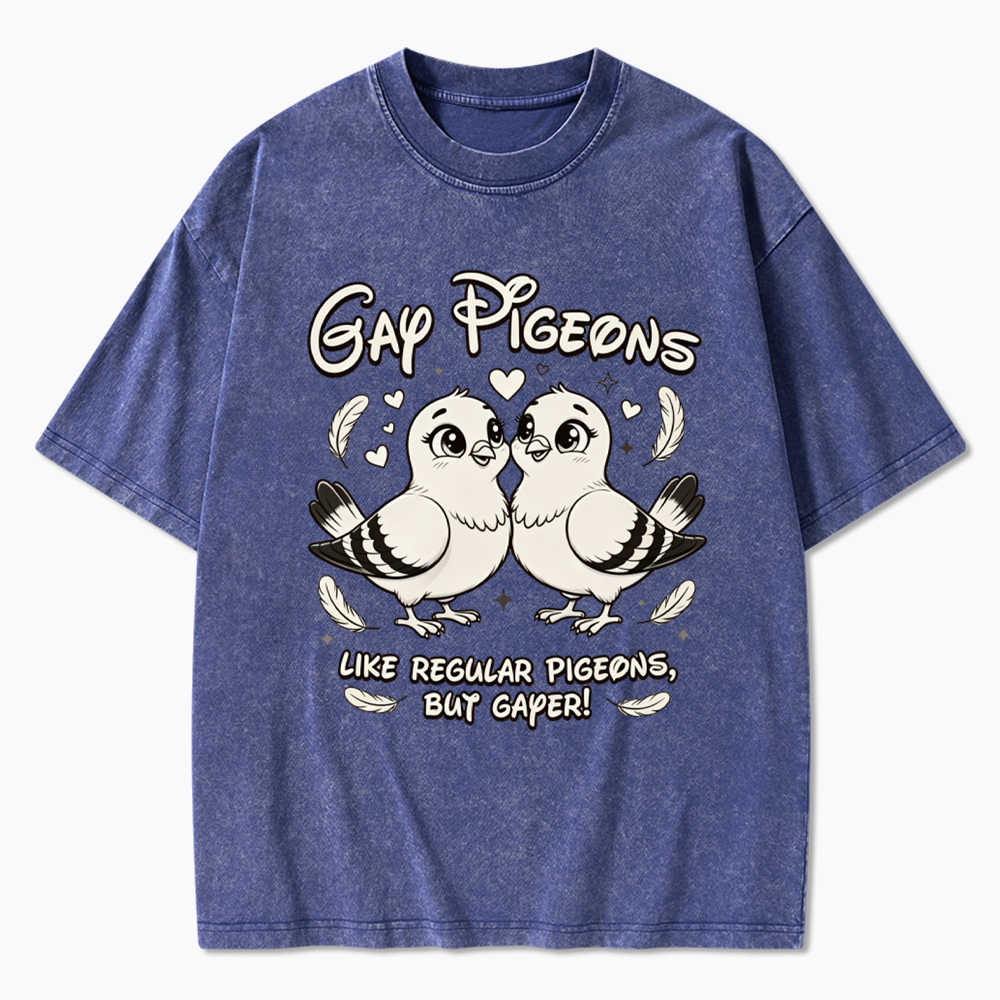 Gay Pigeons Washed T-Shirt