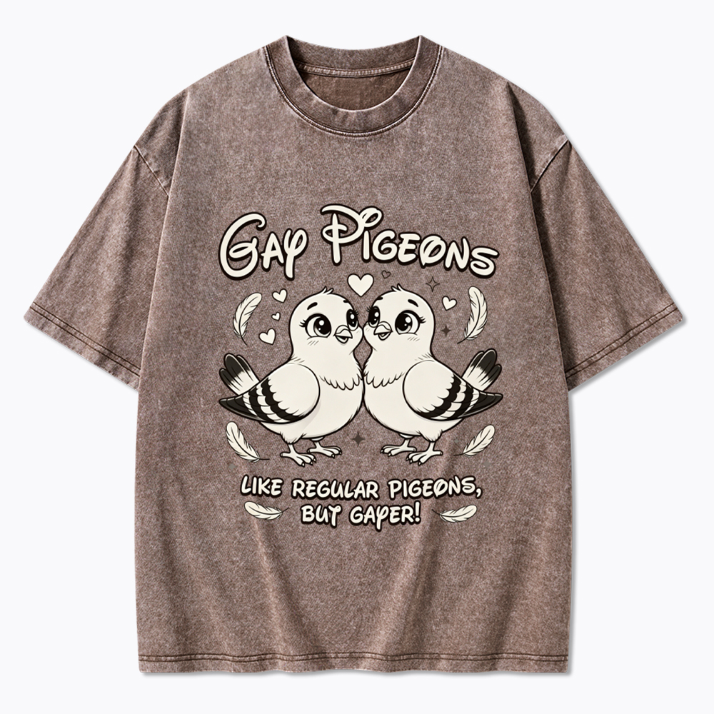 Gay Pigeons Washed T-Shirt