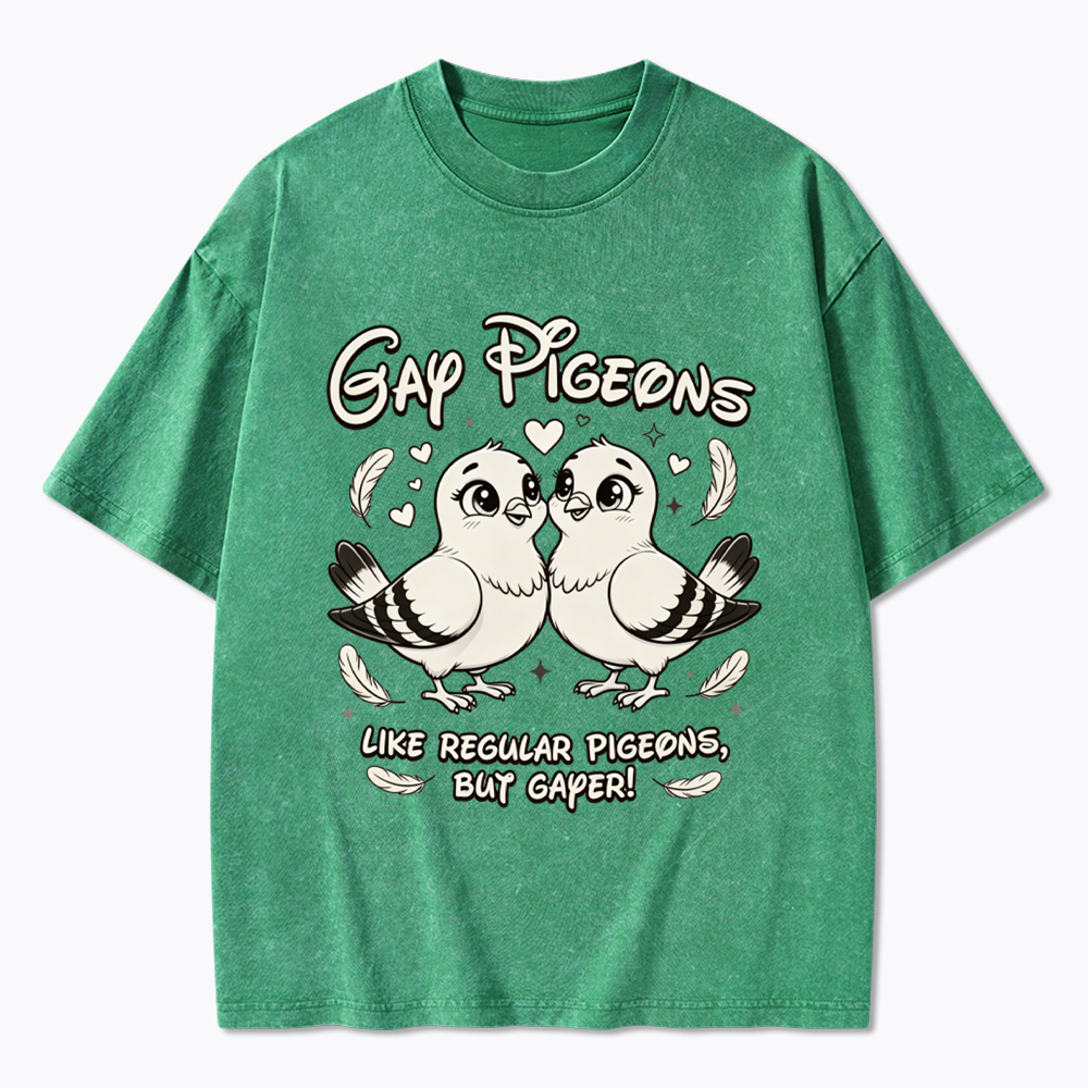 Gay Pigeons Washed T-Shirt