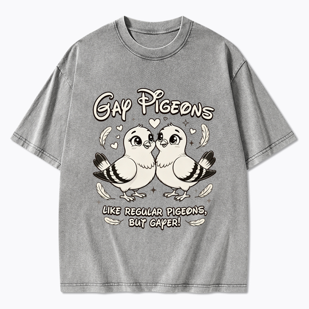Gay Pigeons Washed T-Shirt