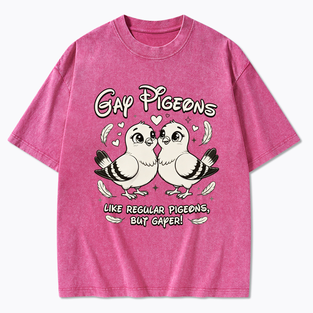 Gay Pigeons Washed T-Shirt