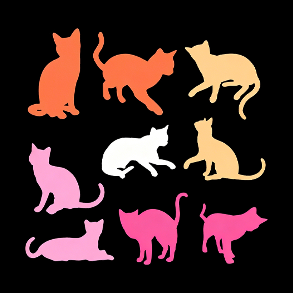 Cats in Lesbian Pride Flag Colors Washed T-Shirt