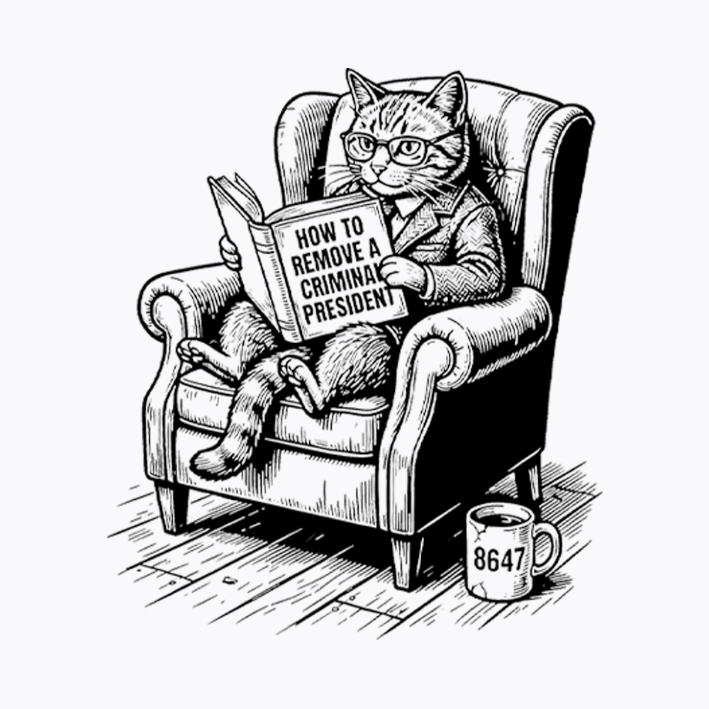 Cat Reading Political Washed T-Shirt