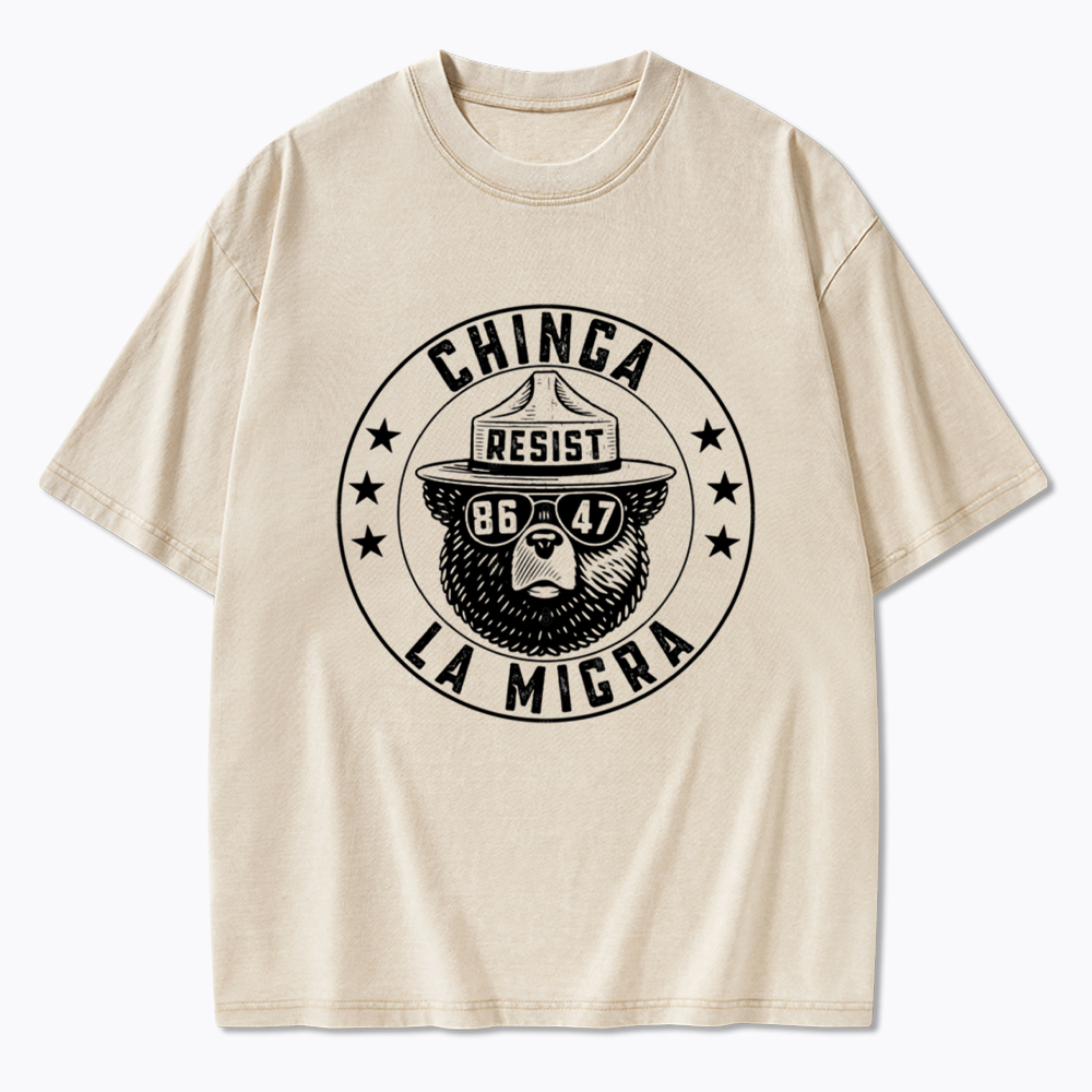 Chinga La Migra Resist Bear Washed T-Shirt