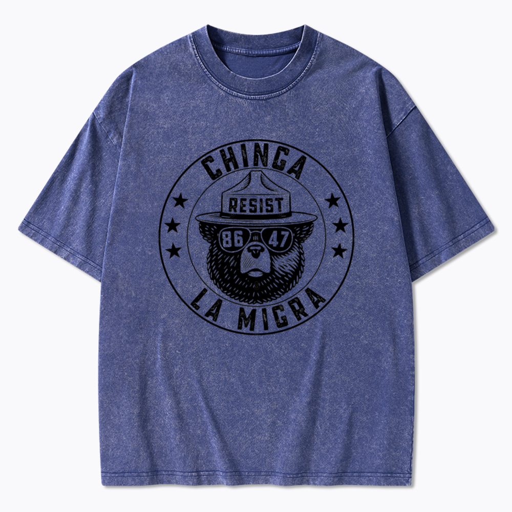Chinga La Migra Resist Bear Washed T-Shirt