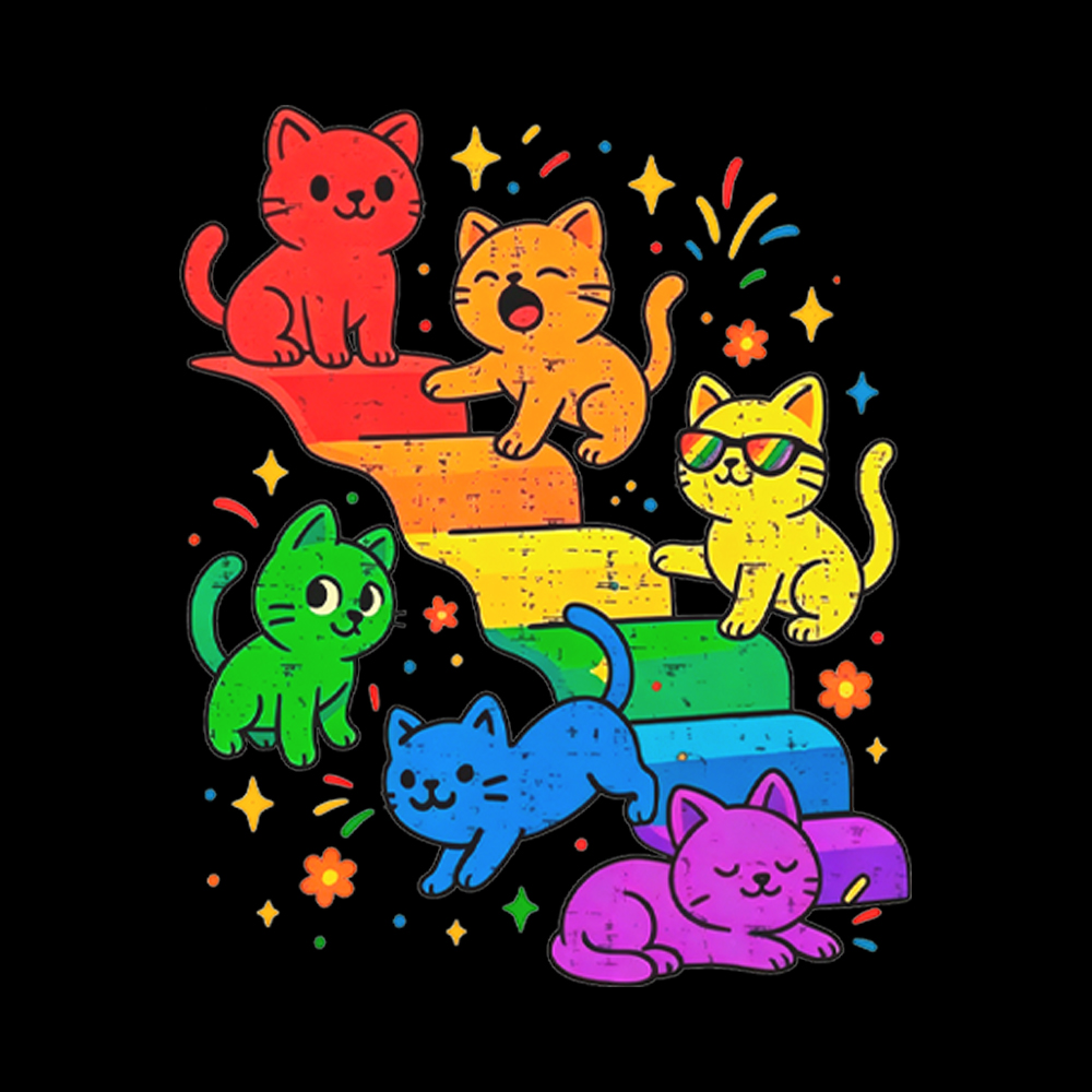 Gay Pride Kawaii Cat Washed T-Shirt
