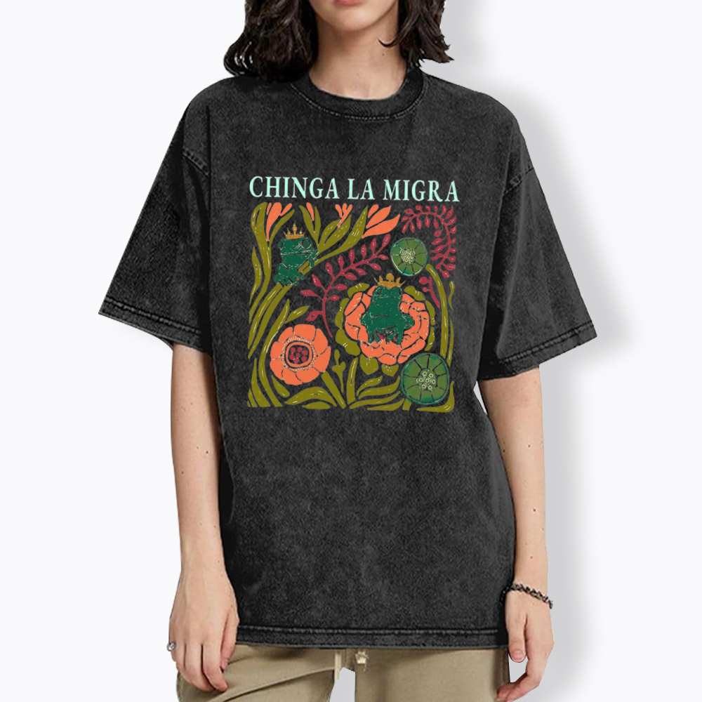 Chinga La Migra Frog Washed T-Shirt