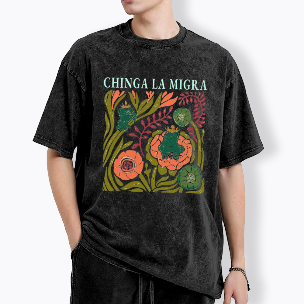 Chinga La Migra Frog Washed T-Shirt