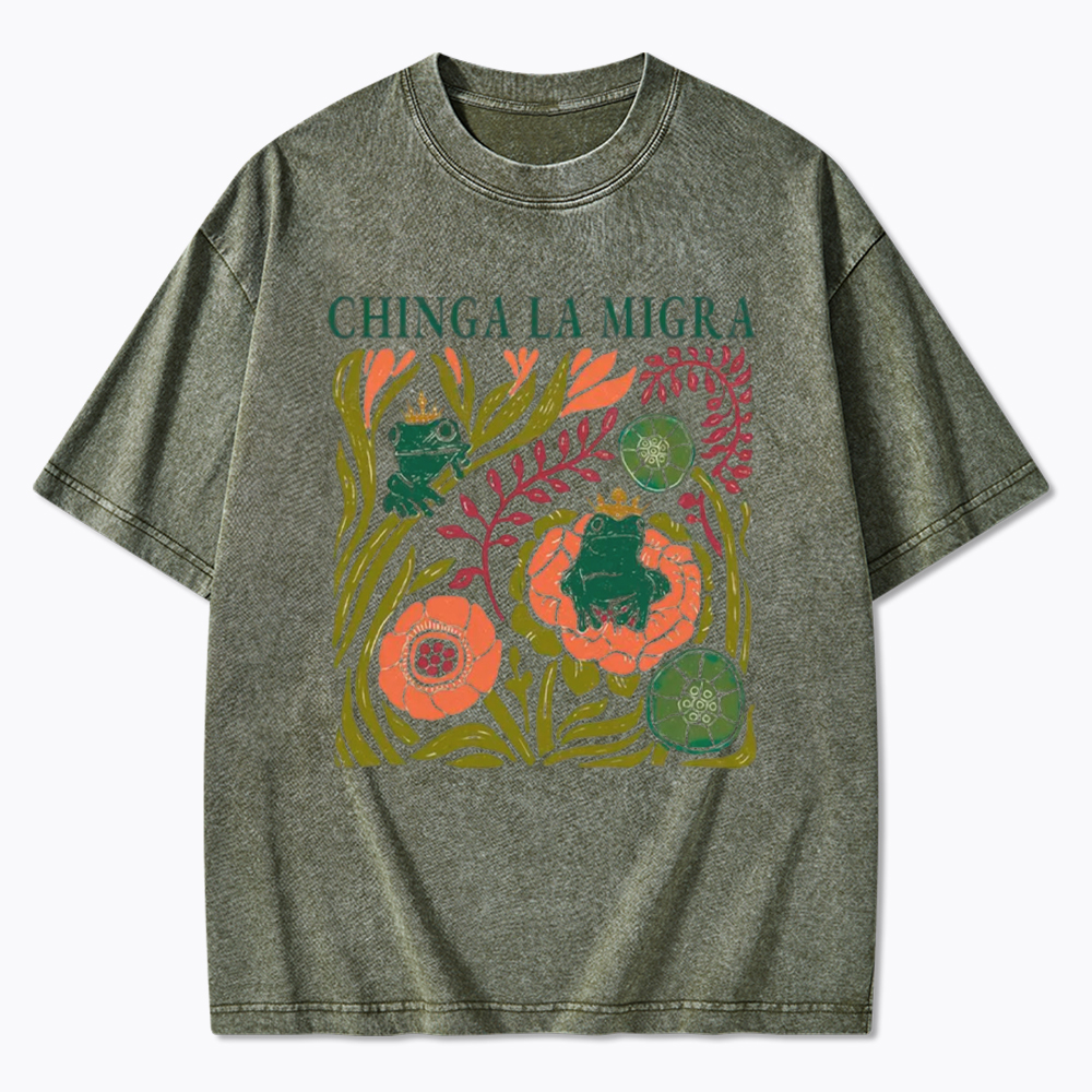 Chinga La Migra Frog Washed T-Shirt
