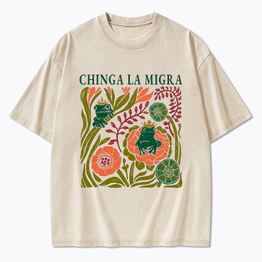 Chinga La Migra Frog Washed T-Shirt