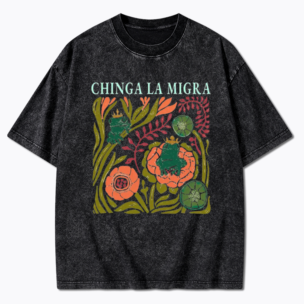 Chinga La Migra Frog Washed T-Shirt