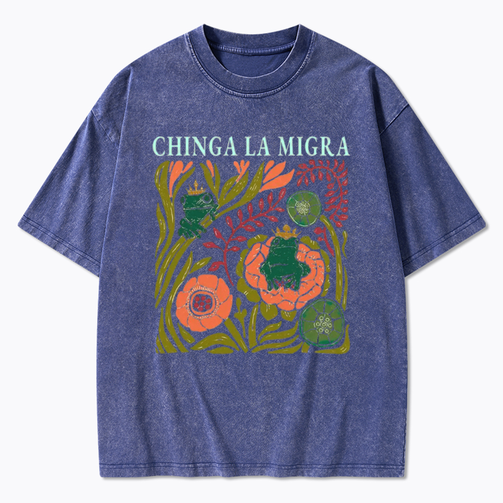 Chinga La Migra Frog Washed T-Shirt