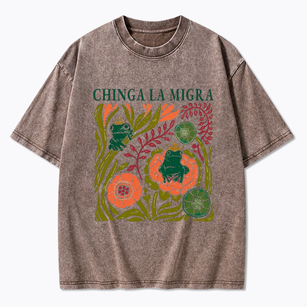 Chinga La Migra Frog Washed T-Shirt
