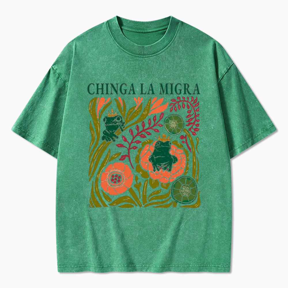 Chinga La Migra Frog Washed T-Shirt