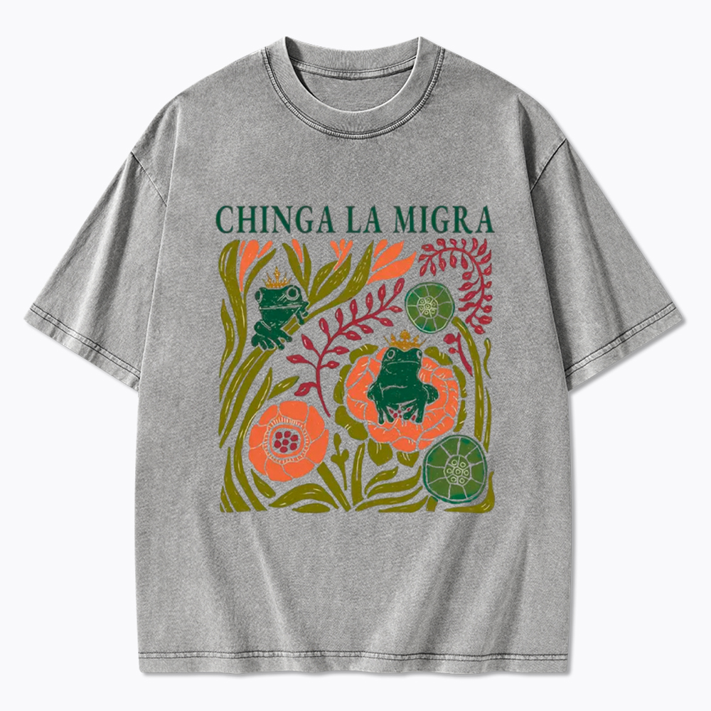 Chinga La Migra Frog Washed T-Shirt