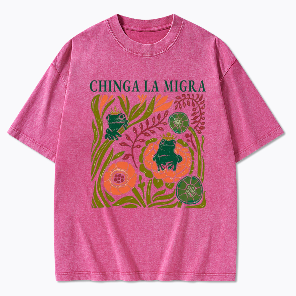Chinga La Migra Frog Washed T-Shirt