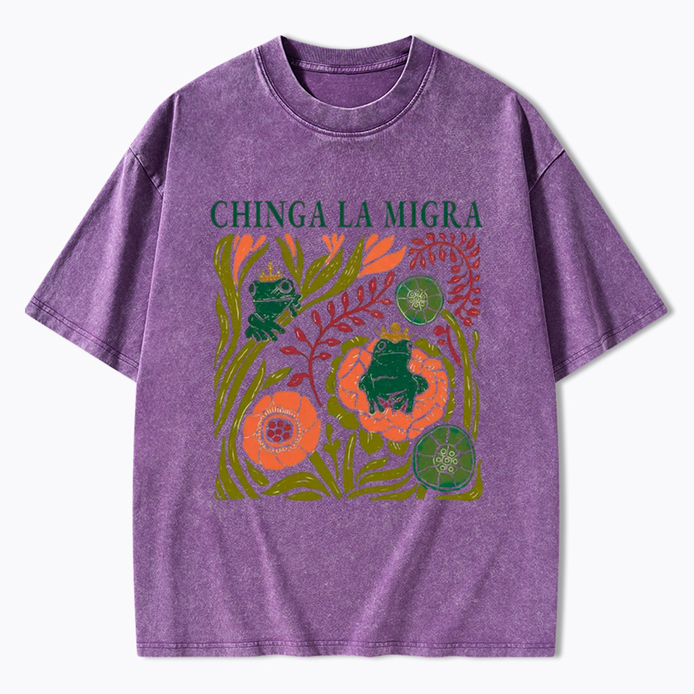 Chinga La Migra Frog Washed T-Shirt
