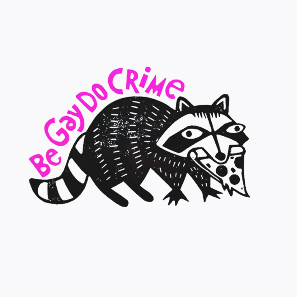 Be Gay Do Crime Pizza Raccoon Washed T-Shirt
