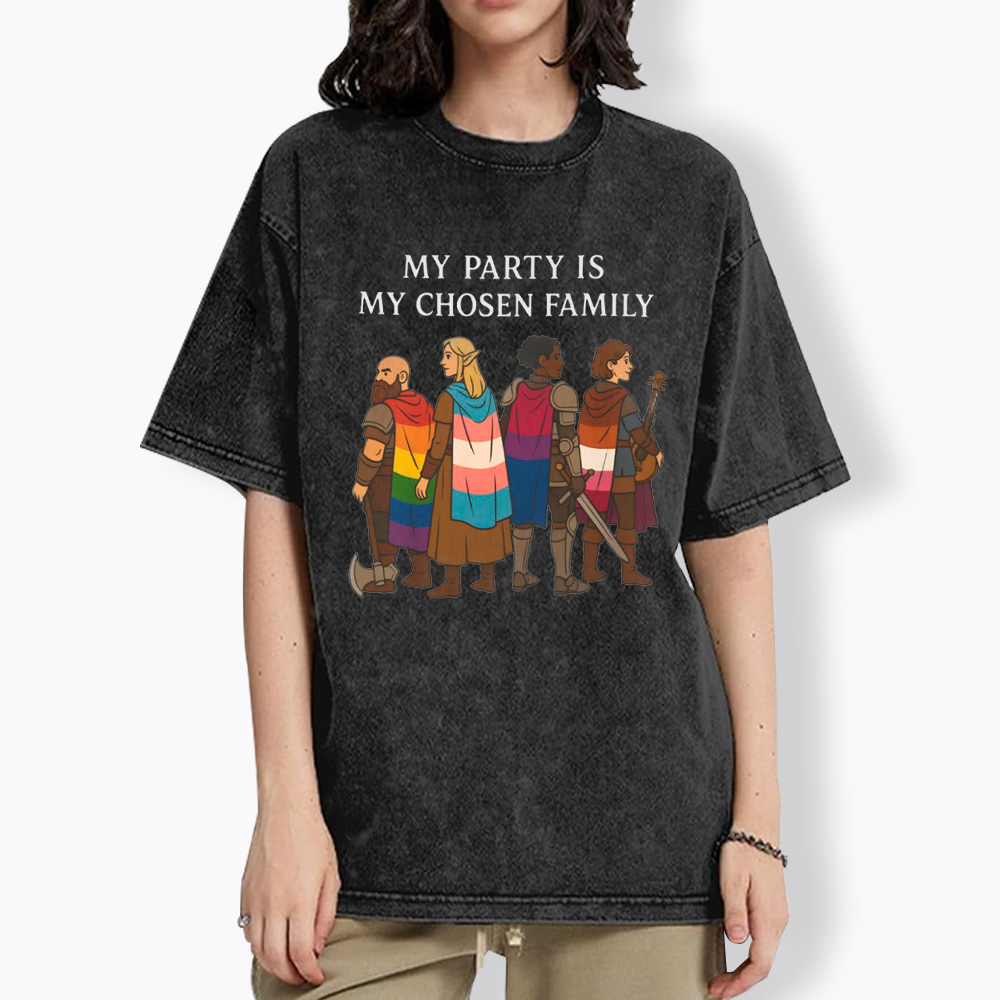 My Party is My Found Family Washed T-Shirt