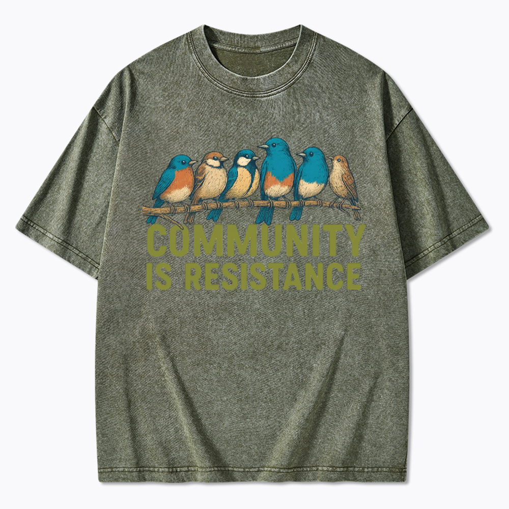 Community Is Resistance Peaceful Washed T-Shirt