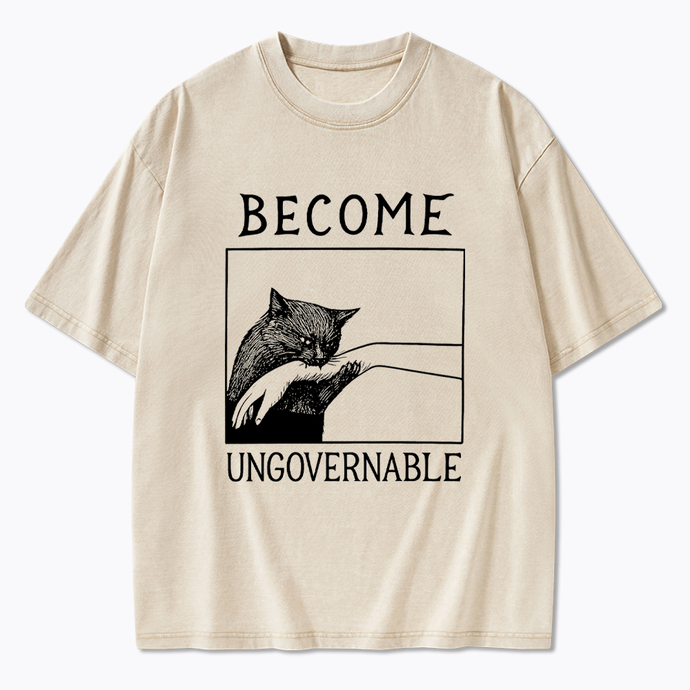 Become Ungovernable Black Cat Washed T-Shirt