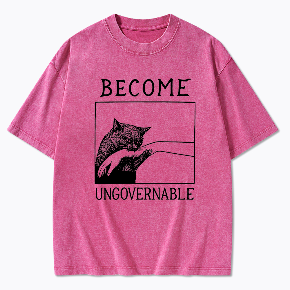 Become Ungovernable Black Cat Washed T-Shirt