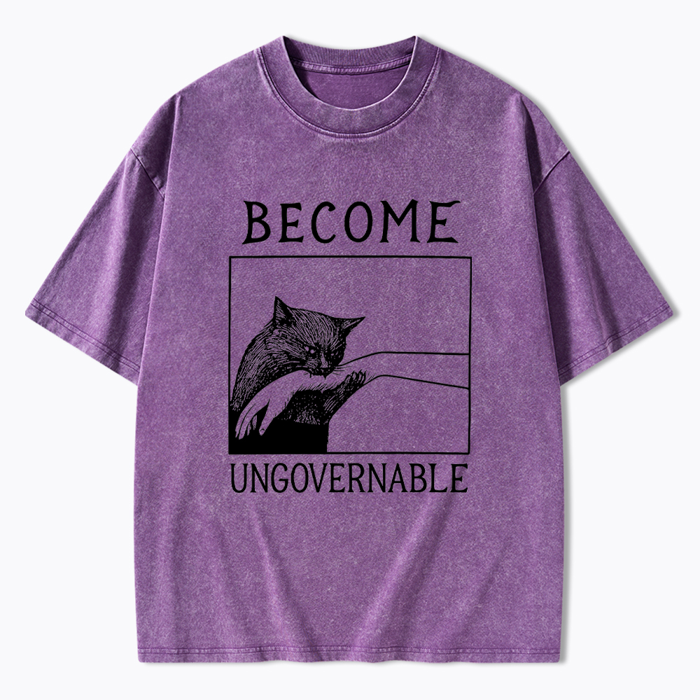 Become Ungovernable Black Cat Washed T-Shirt