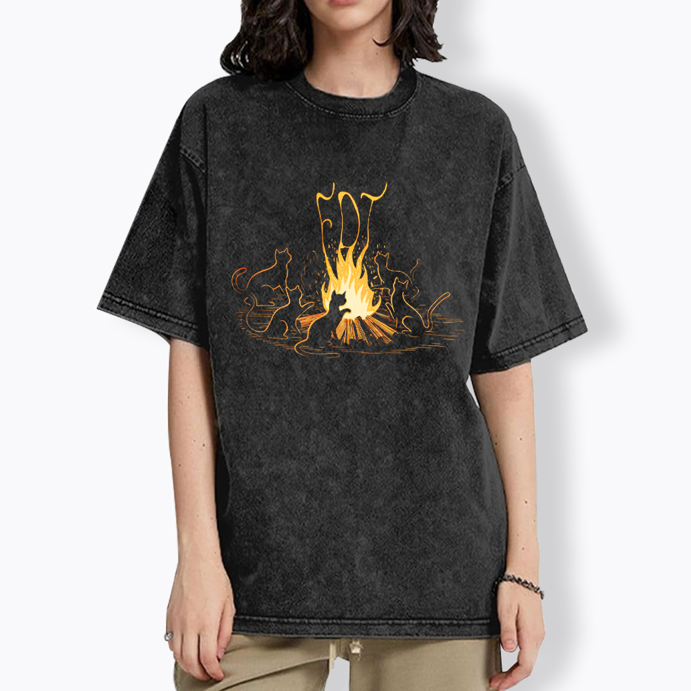 Cats Bonfire Resistance Washed T-Shirt