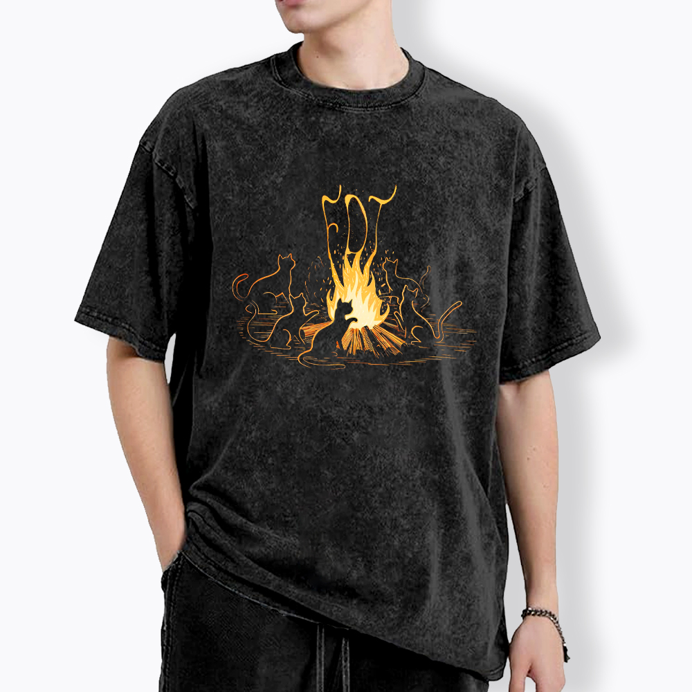 Cats Bonfire Resistance Washed T-Shirt