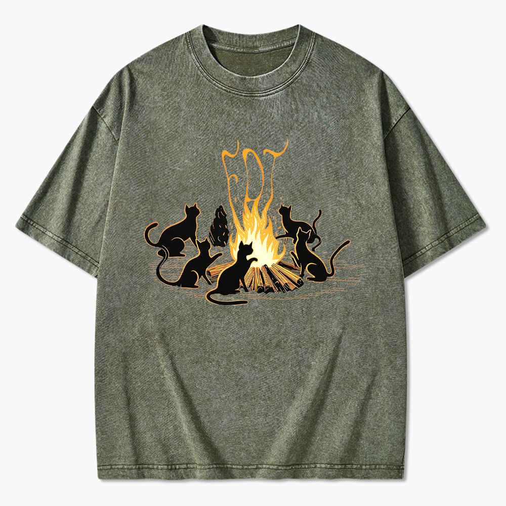 Cats Bonfire Resistance Washed T-Shirt