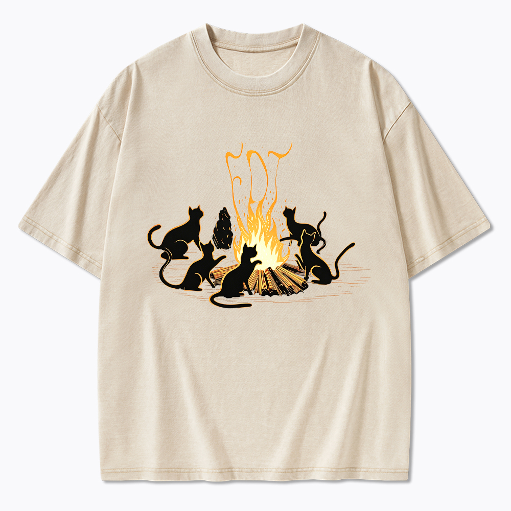 Cats Bonfire Resistance Washed T-Shirt