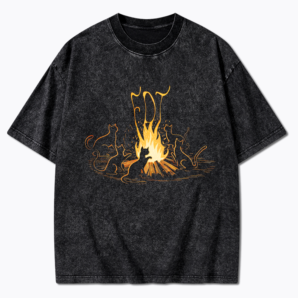 Cats Bonfire Resistance Washed T-Shirt