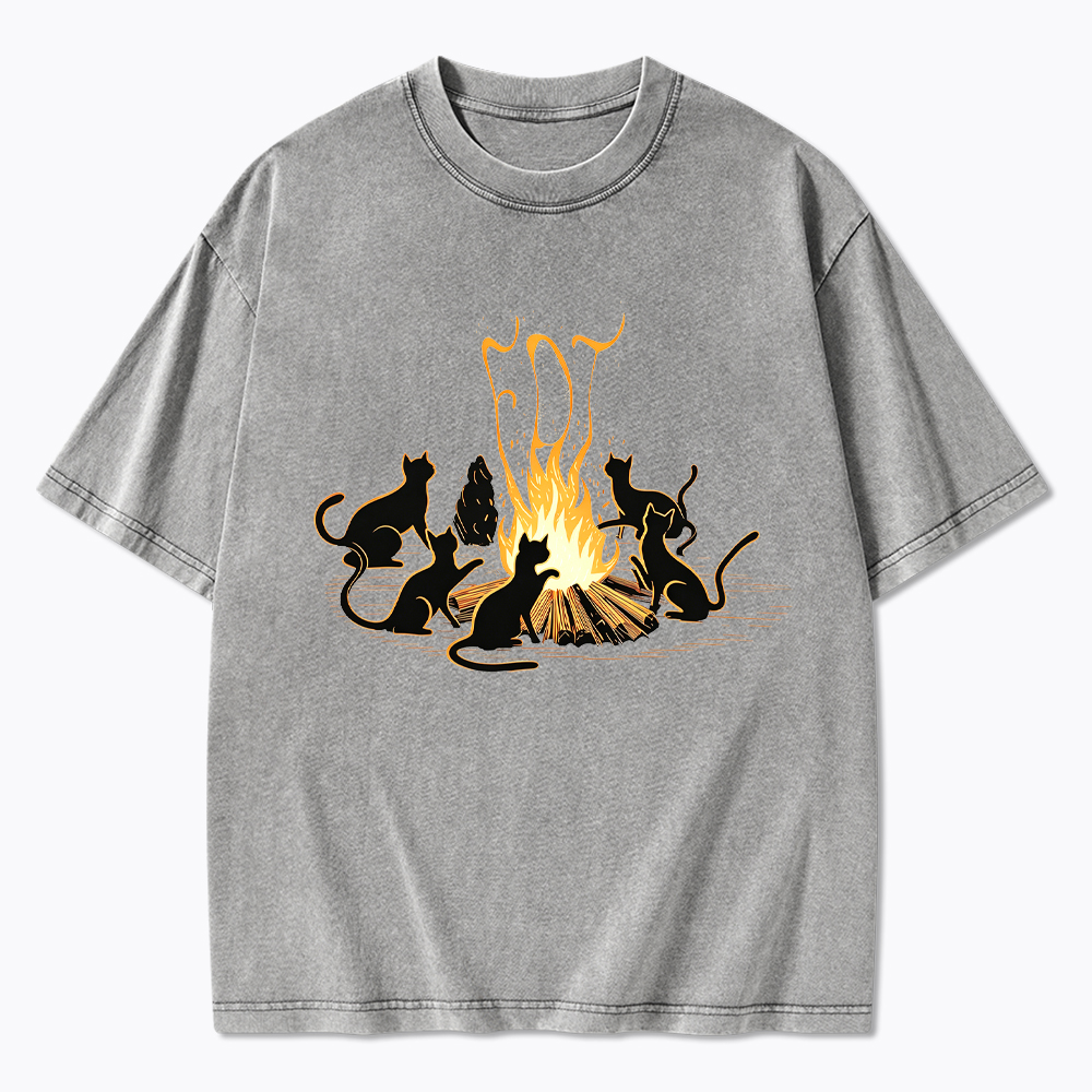 Cats Bonfire Resistance Washed T-Shirt