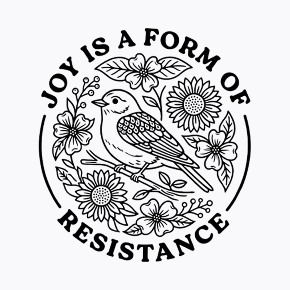 Joy Is Resistance Folk Art Bird Washed T-Shirt