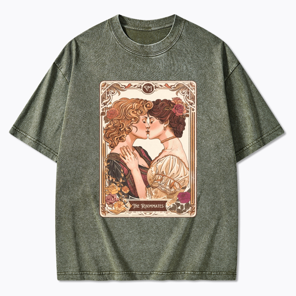 Lesbian Pride Tarot Card and They Were roommates Washed T-Shirt
