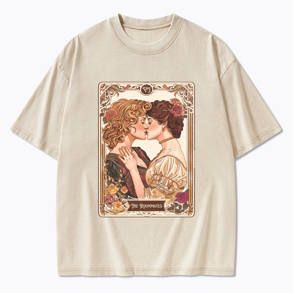 Lesbian Pride Tarot Card and They Were roommates Washed T-Shirt