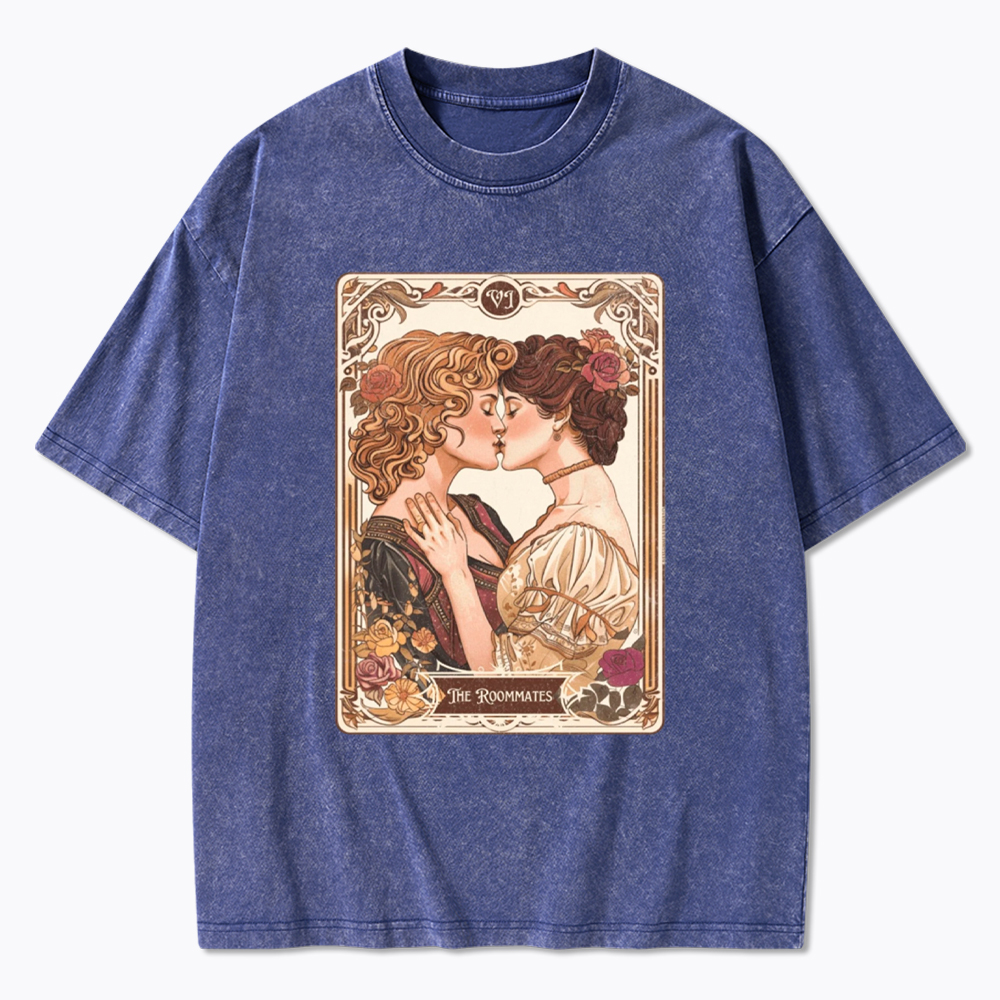 Lesbian Pride Tarot Card and They Were roommates Washed T-Shirt