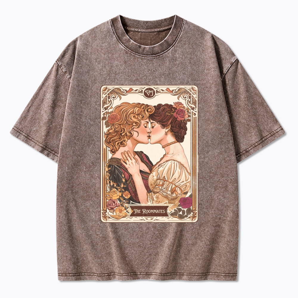 Lesbian Pride Tarot Card and They Were roommates Washed T-Shirt
