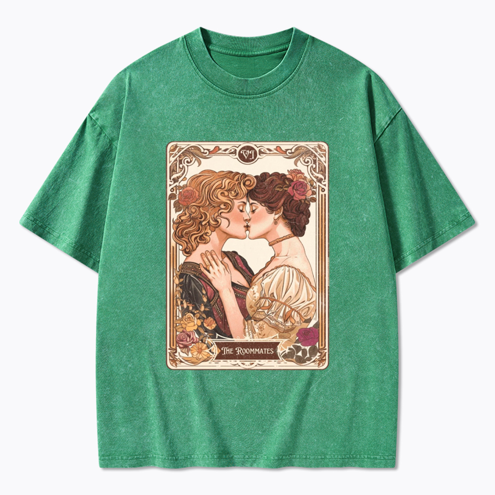Lesbian Pride Tarot Card and They Were roommates Washed T-Shirt