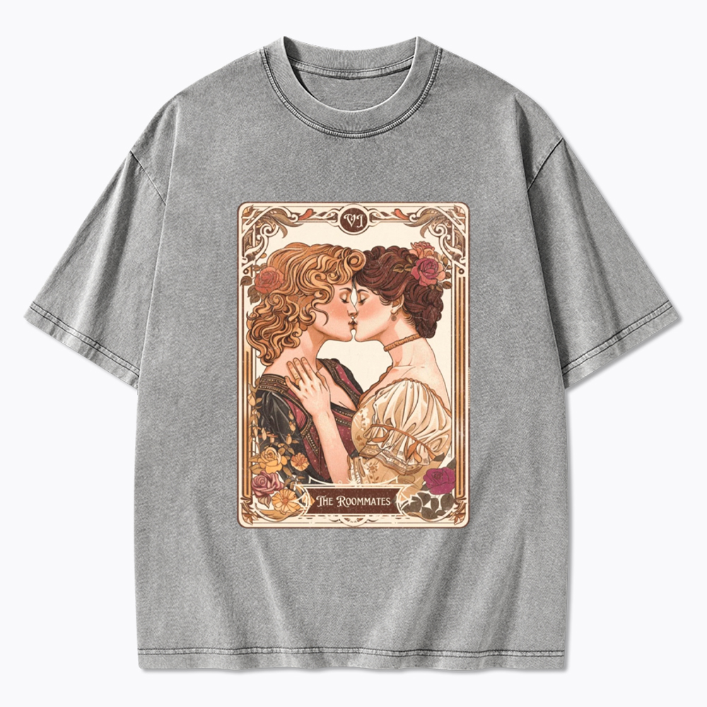 Lesbian Pride Tarot Card and They Were roommates Washed T-Shirt