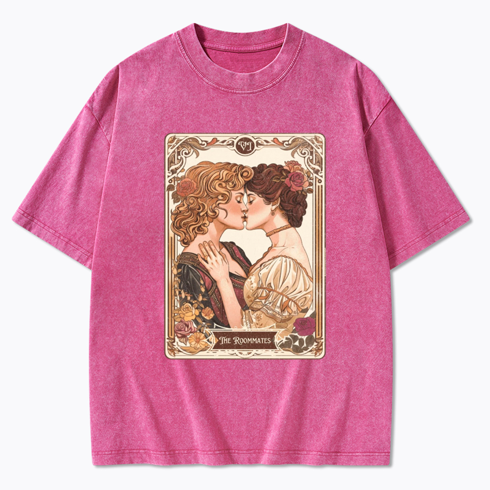 Lesbian Pride Tarot Card and They Were roommates Washed T-Shirt
