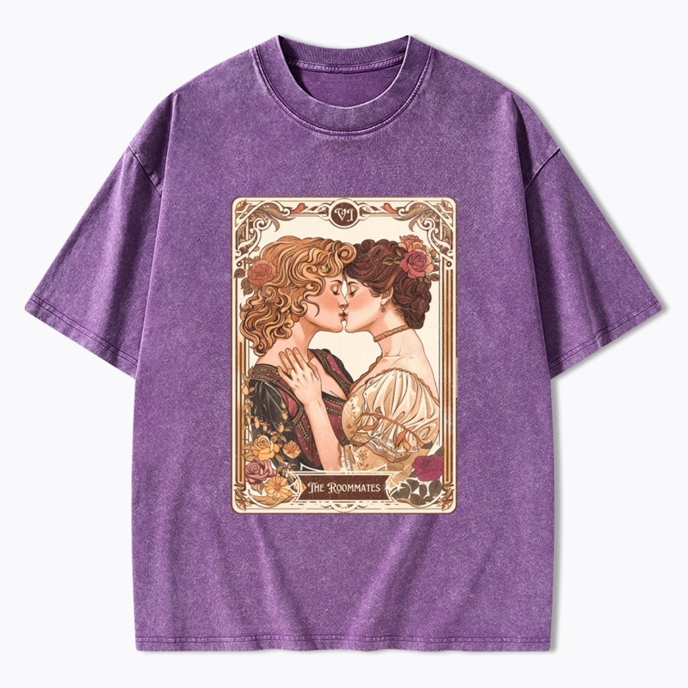 Lesbian Pride Tarot Card and They Were roommates Washed T-Shirt