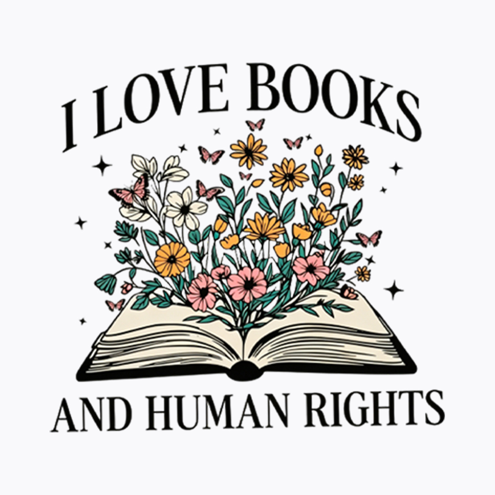I Love Books And Human Rights Washed T-Shirt