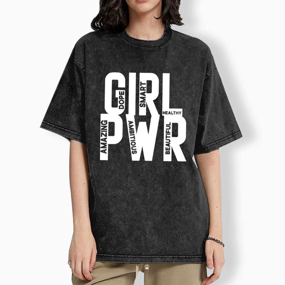Girl Power Girls Rule The World Washed T-Shirt