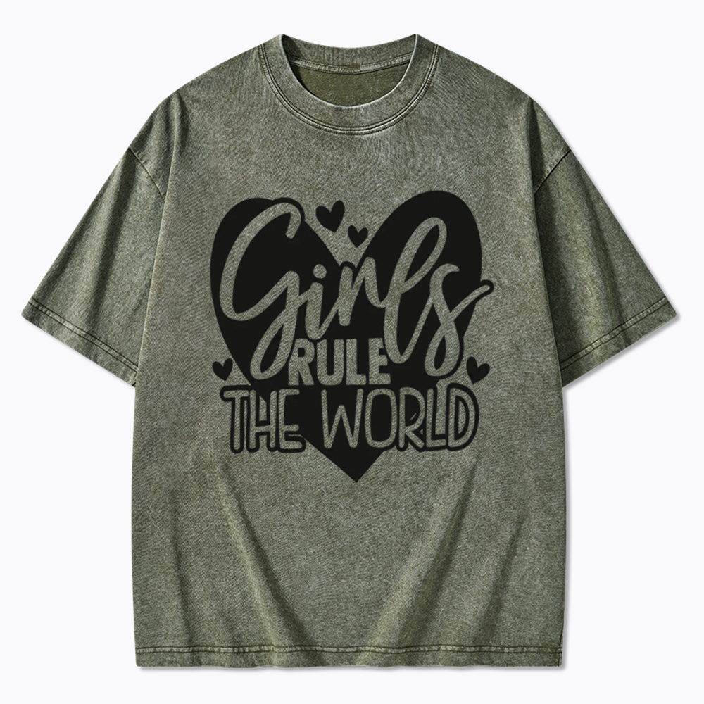 Girls Rule The World Washed T-Shirt